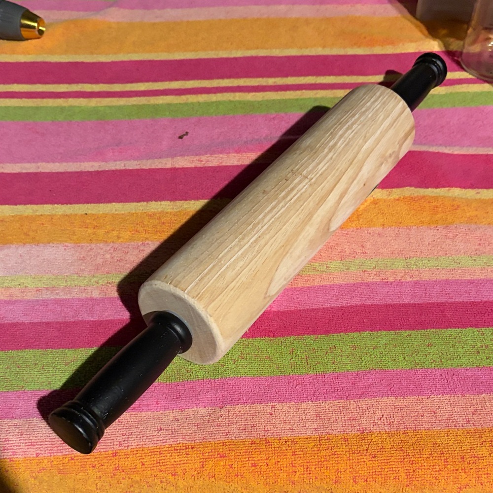 Hearth & Hand Natural Wood Rolling Pin with Black Handles